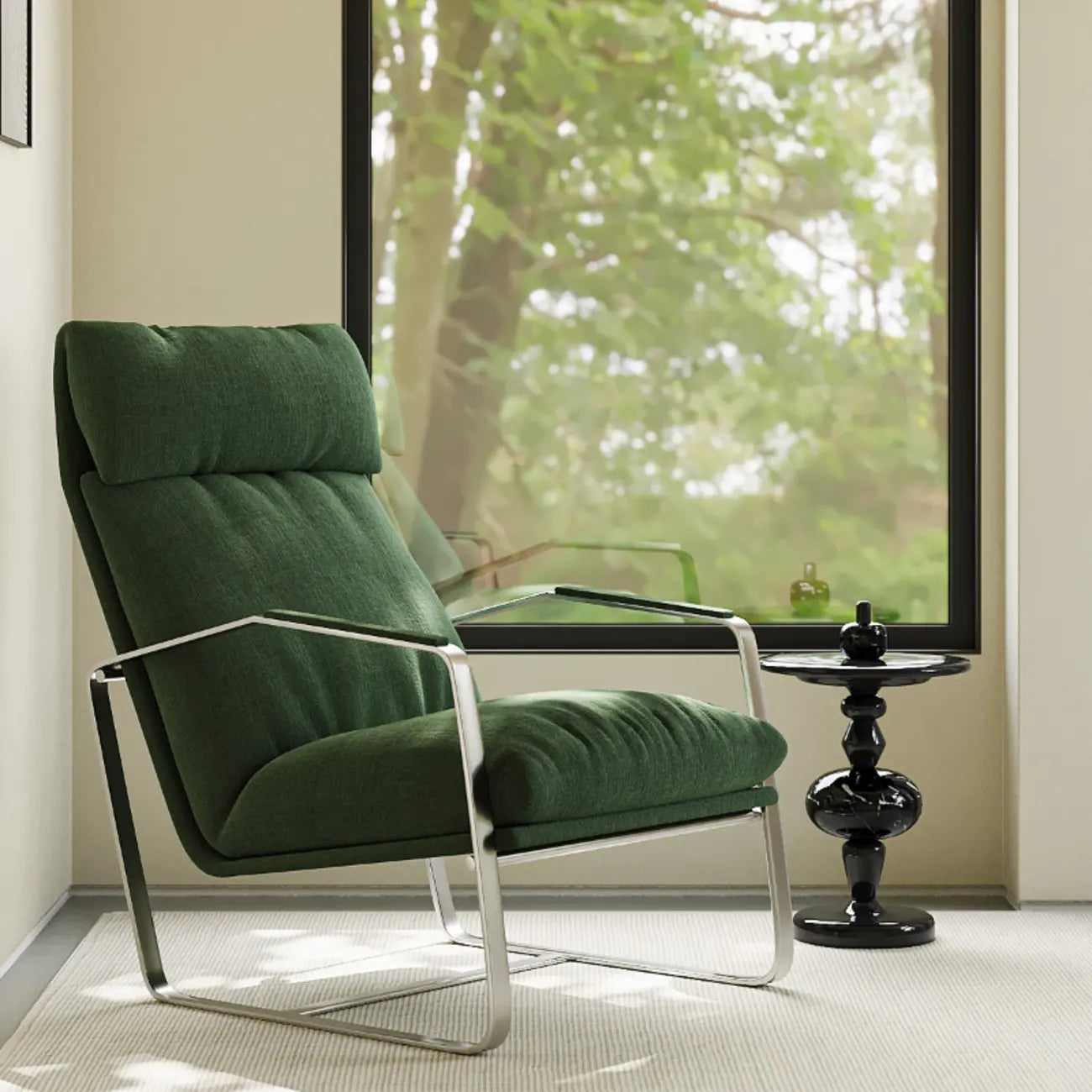 Fauteuil d'appoint moderne en chenille à dossier haut avec accoudoirs