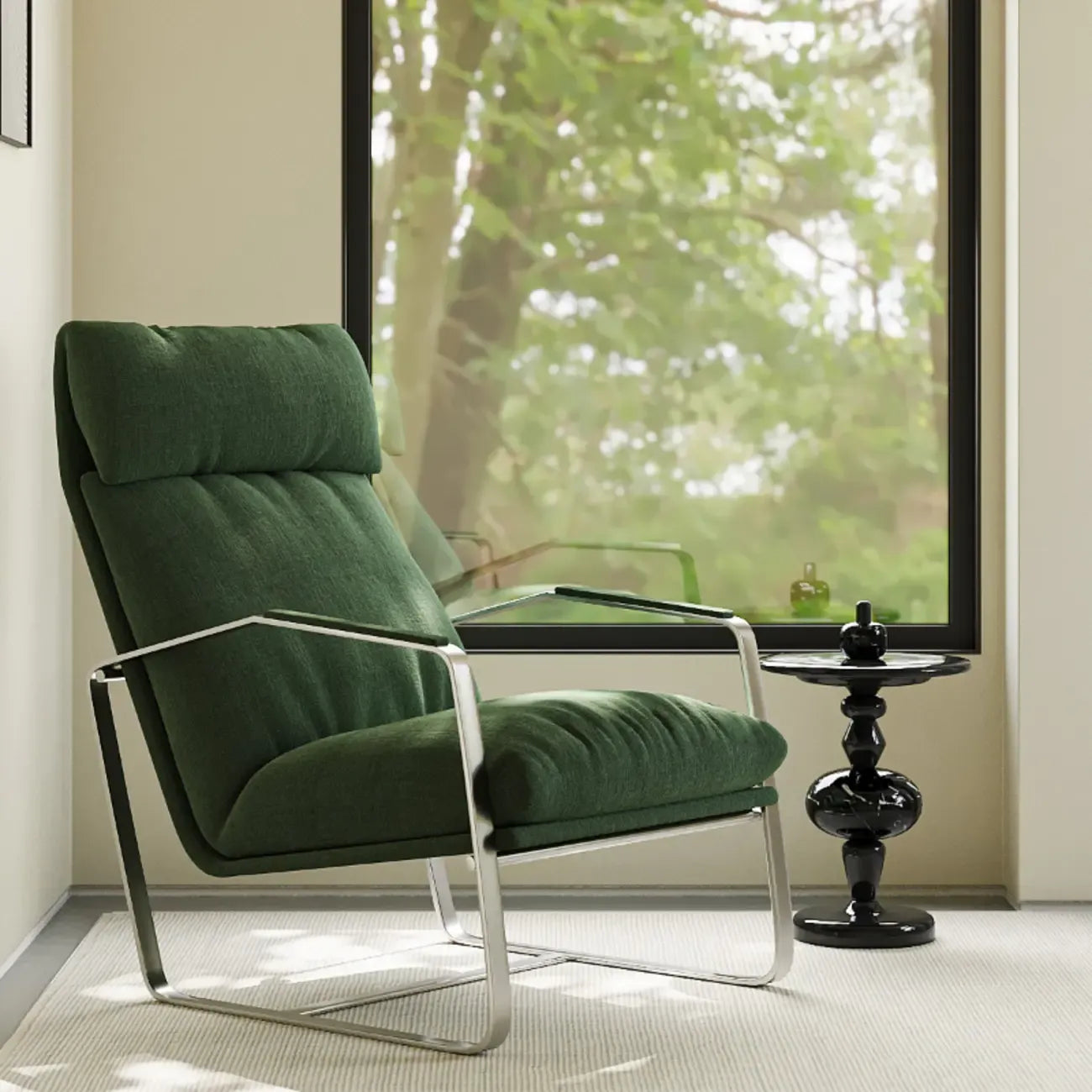 Fauteuil d'appoint moderne en chenille à dossier haut avec accoudoirs
