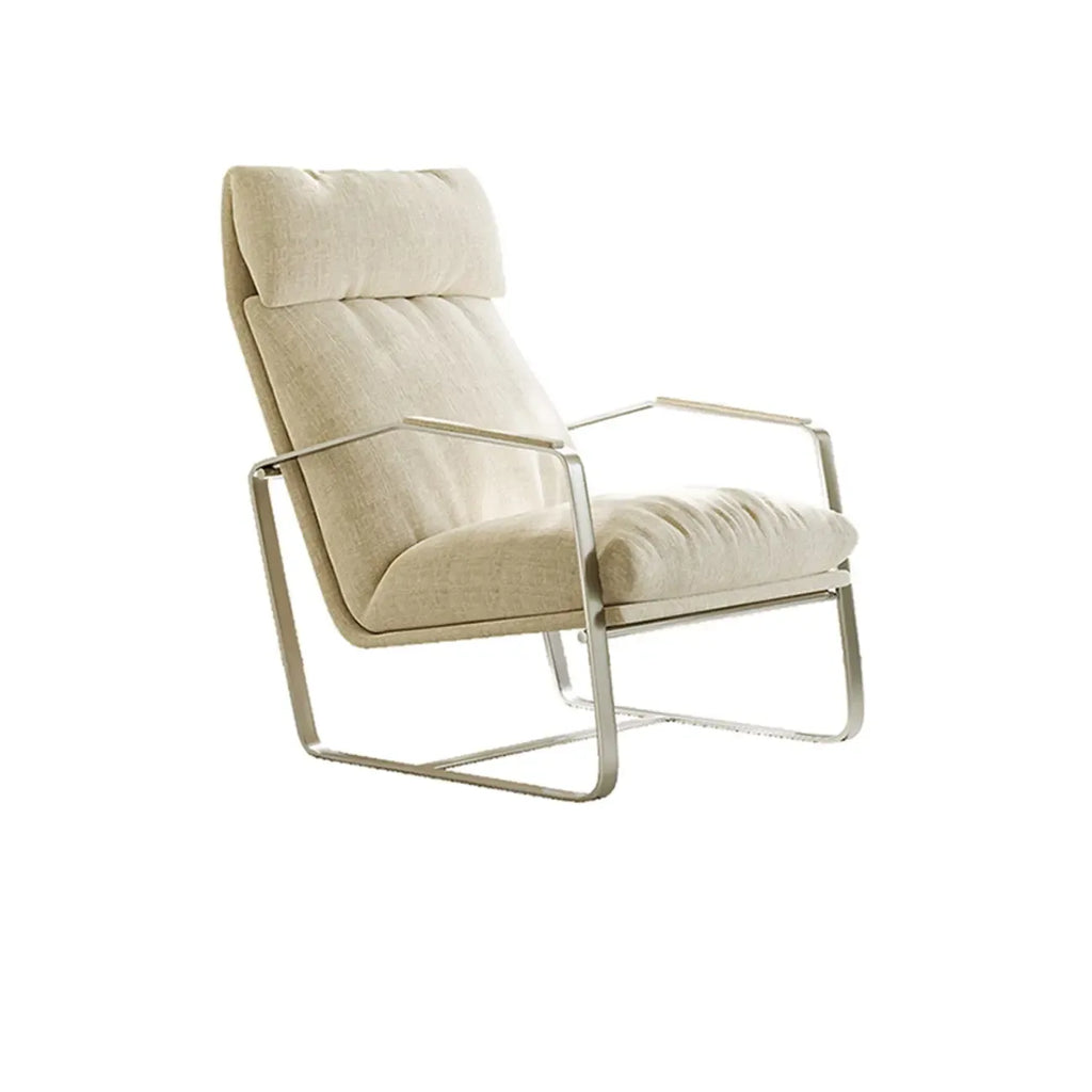 Fauteuil d'appoint moderne en chenille à dossier haut avec accoudoirs