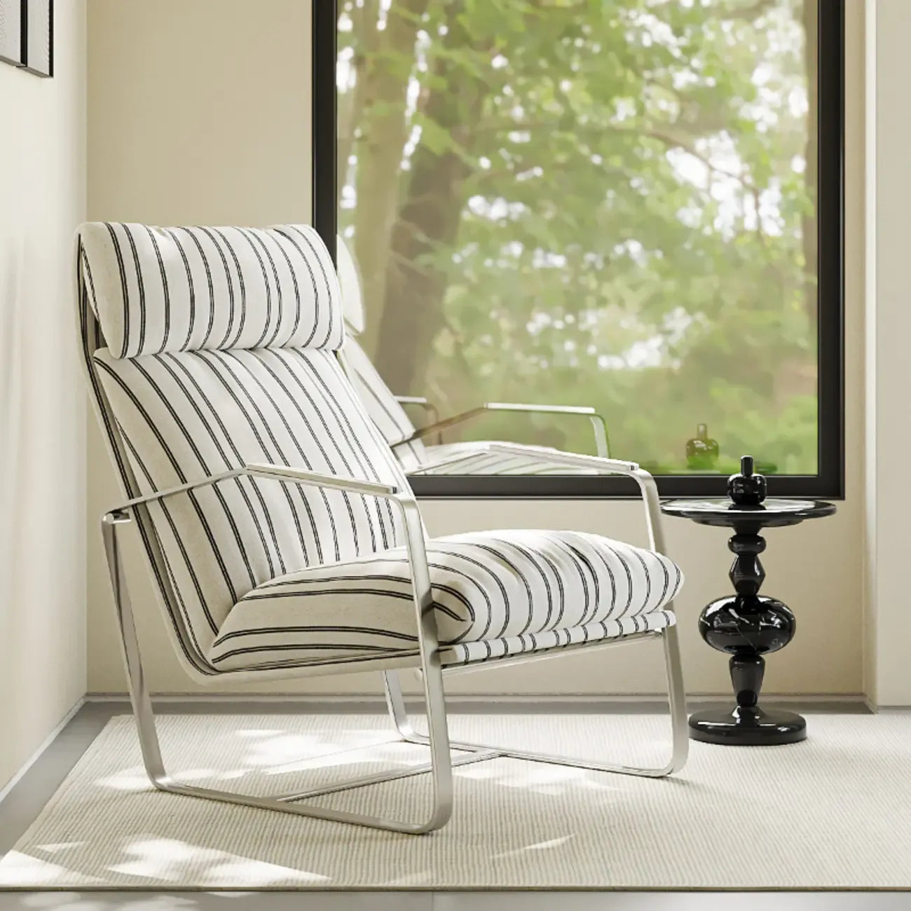 Fauteuil d'appoint moderne en chenille à dossier haut avec accoudoirs