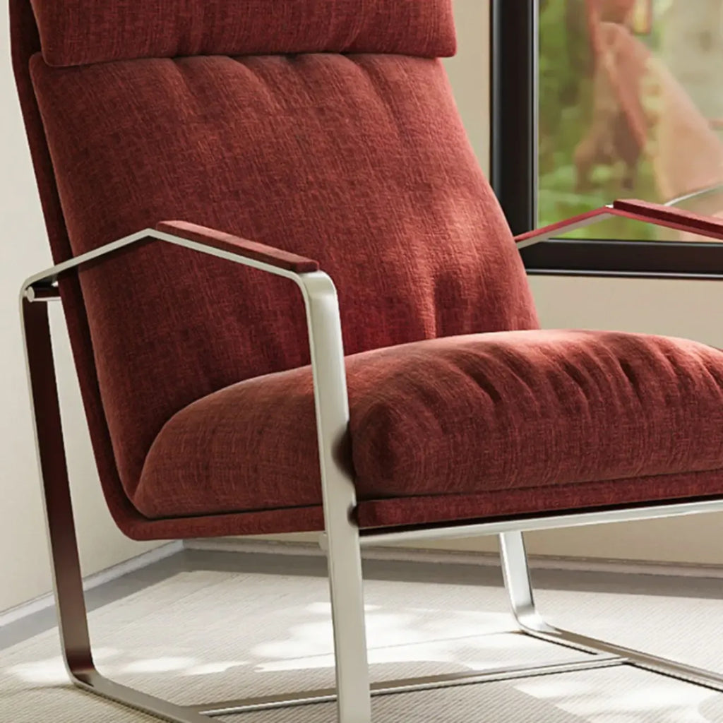 Fauteuil d'appoint moderne en chenille à dossier haut avec accoudoirs