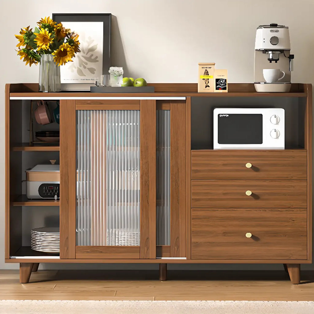 Buffet moderne en bois avec portes coulissantes et tiroirs