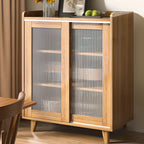 Buffet moderne en bois avec portes coulissantes et tiroirs