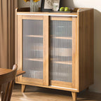 Buffet moderne en bois avec portes coulissantes et tiroirs
