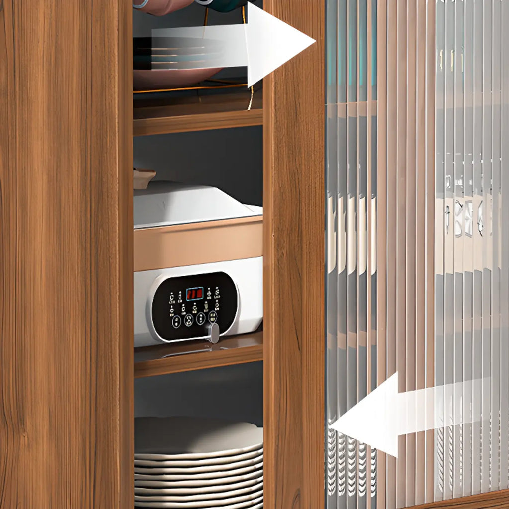 Buffet moderne en bois avec portes coulissantes et tiroirs