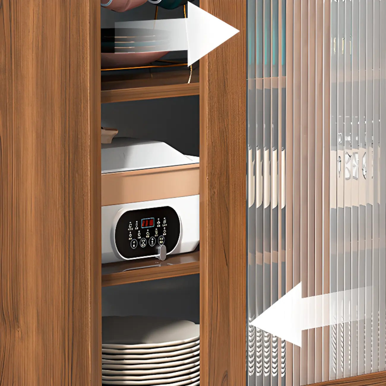 Buffet moderne en bois avec portes coulissantes et tiroirs