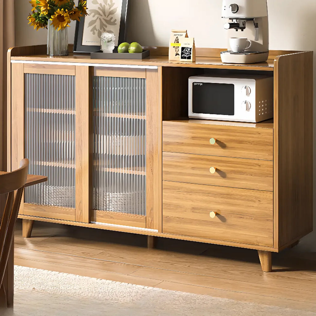 Buffet moderne en bois avec portes coulissantes et tiroirs