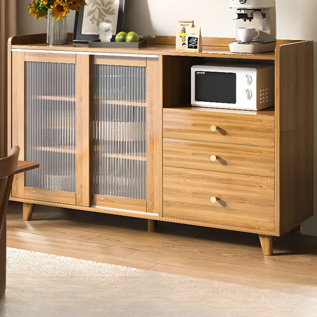 Buffet moderne en bois avec portes coulissantes et tiroirs