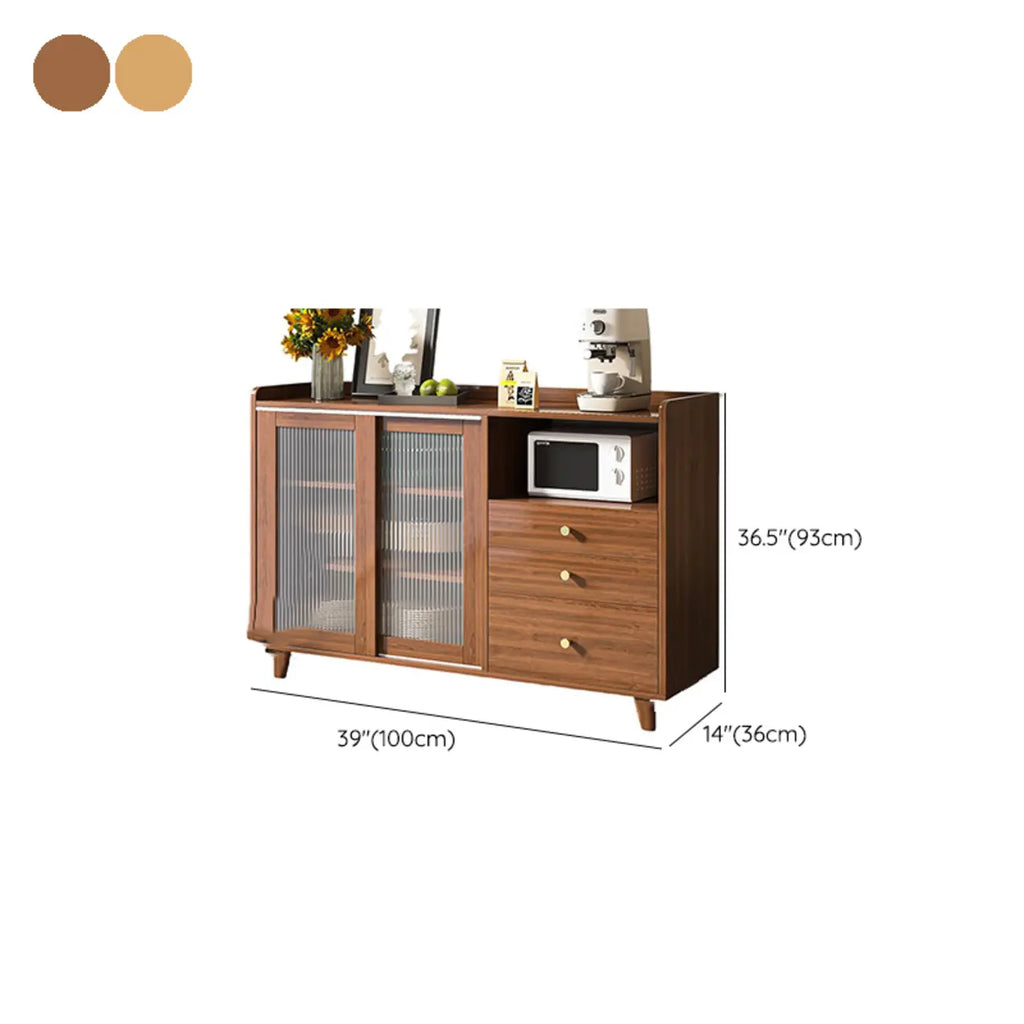 Buffet moderne en bois avec portes coulissantes et tiroirs