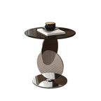 Table d'appoint moderne ronde avec plateau en verre et pied en acier inoxydable