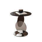 Table d'appoint moderne ronde avec plateau en verre et pied en acier inoxydable