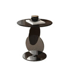 Table d'appoint moderne ronde avec plateau en verre et pied en acier inoxydable