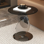 Table d'appoint moderne ronde avec plateau en verre et pied en acier inoxydable