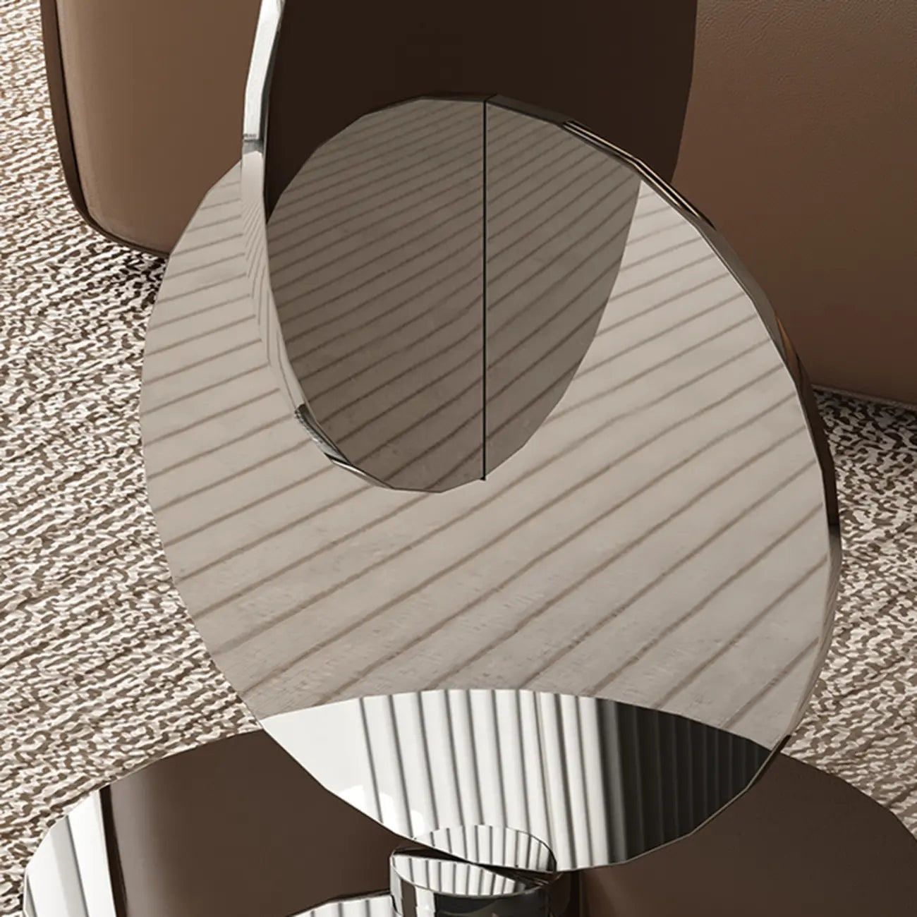 Table d'appoint moderne ronde avec plateau en verre et pied en acier inoxydable