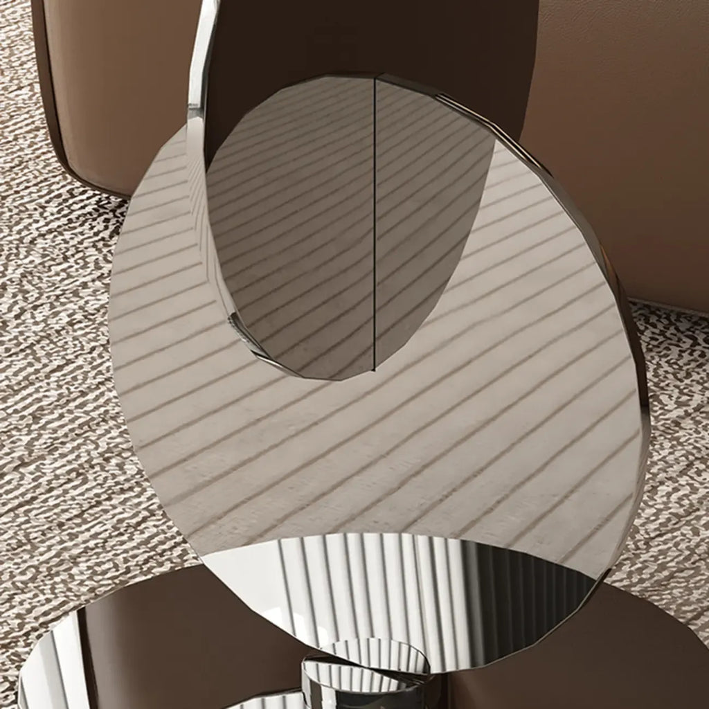 Table d'appoint moderne ronde avec plateau en verre et pied en acier inoxydable