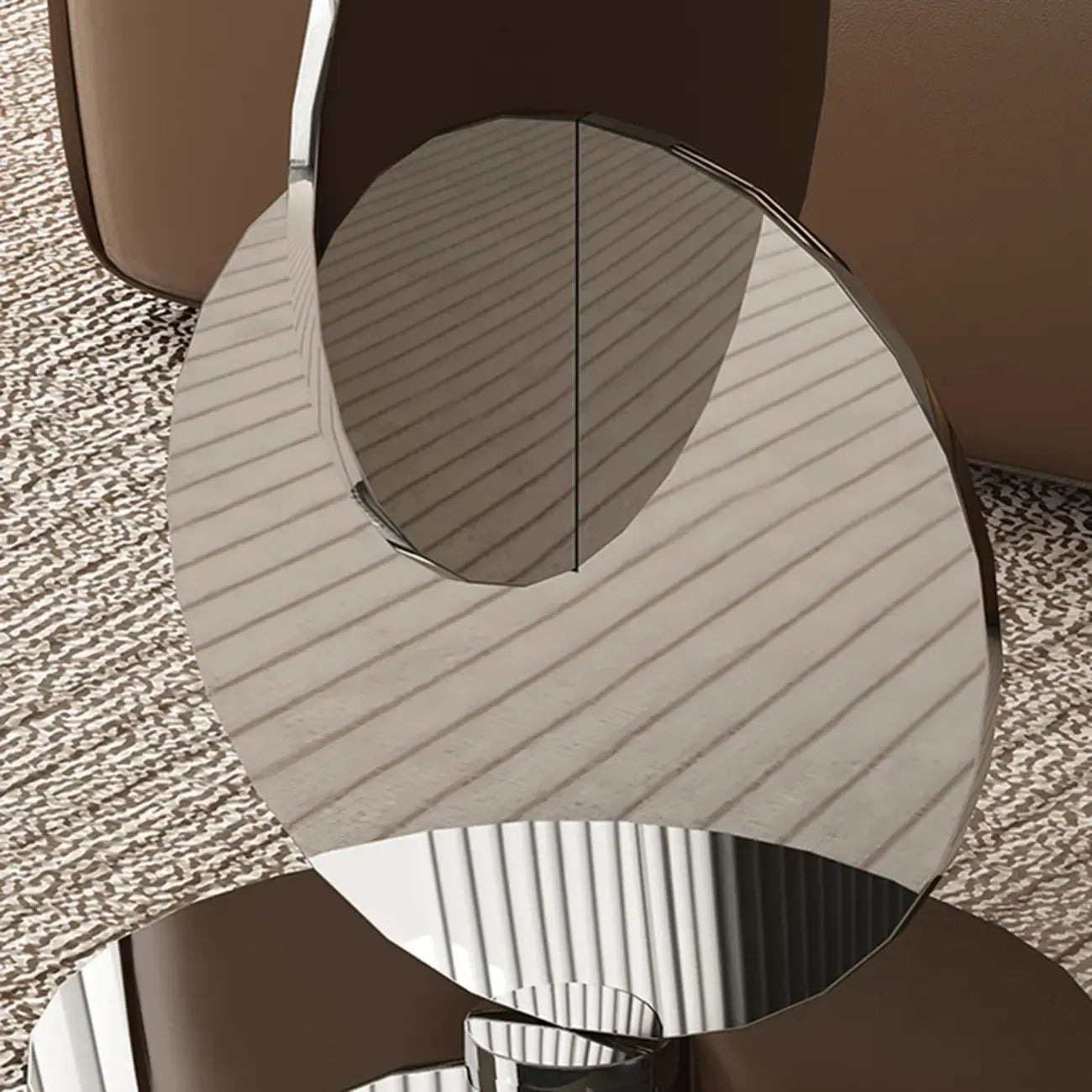Table d'appoint moderne ronde avec plateau en verre et pied en acier inoxydable