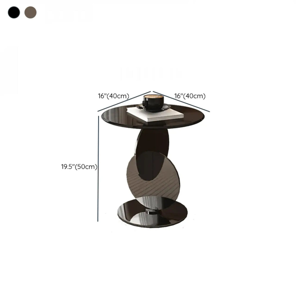 Table d'appoint moderne ronde avec plateau en verre et pied en acier inoxydable
