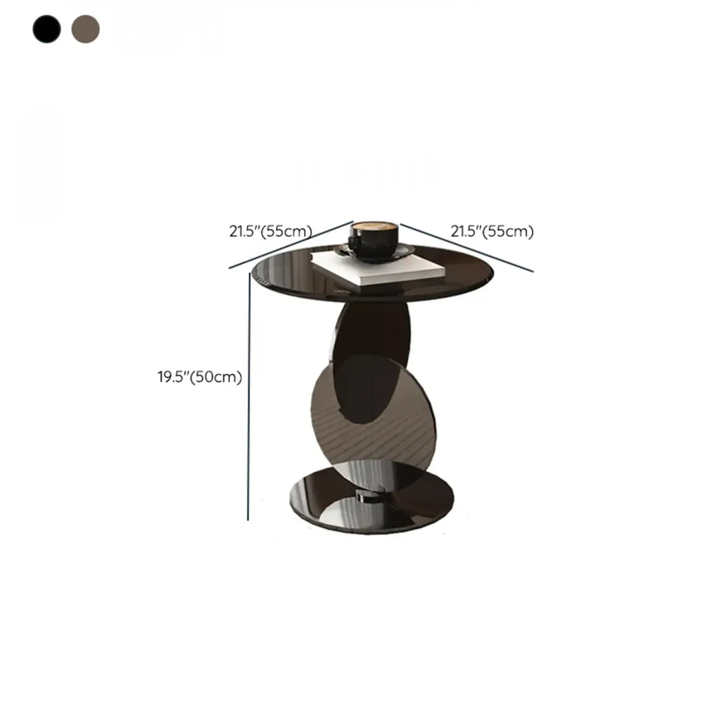 Table d'appoint moderne ronde avec plateau en verre et pied en acier inoxydable