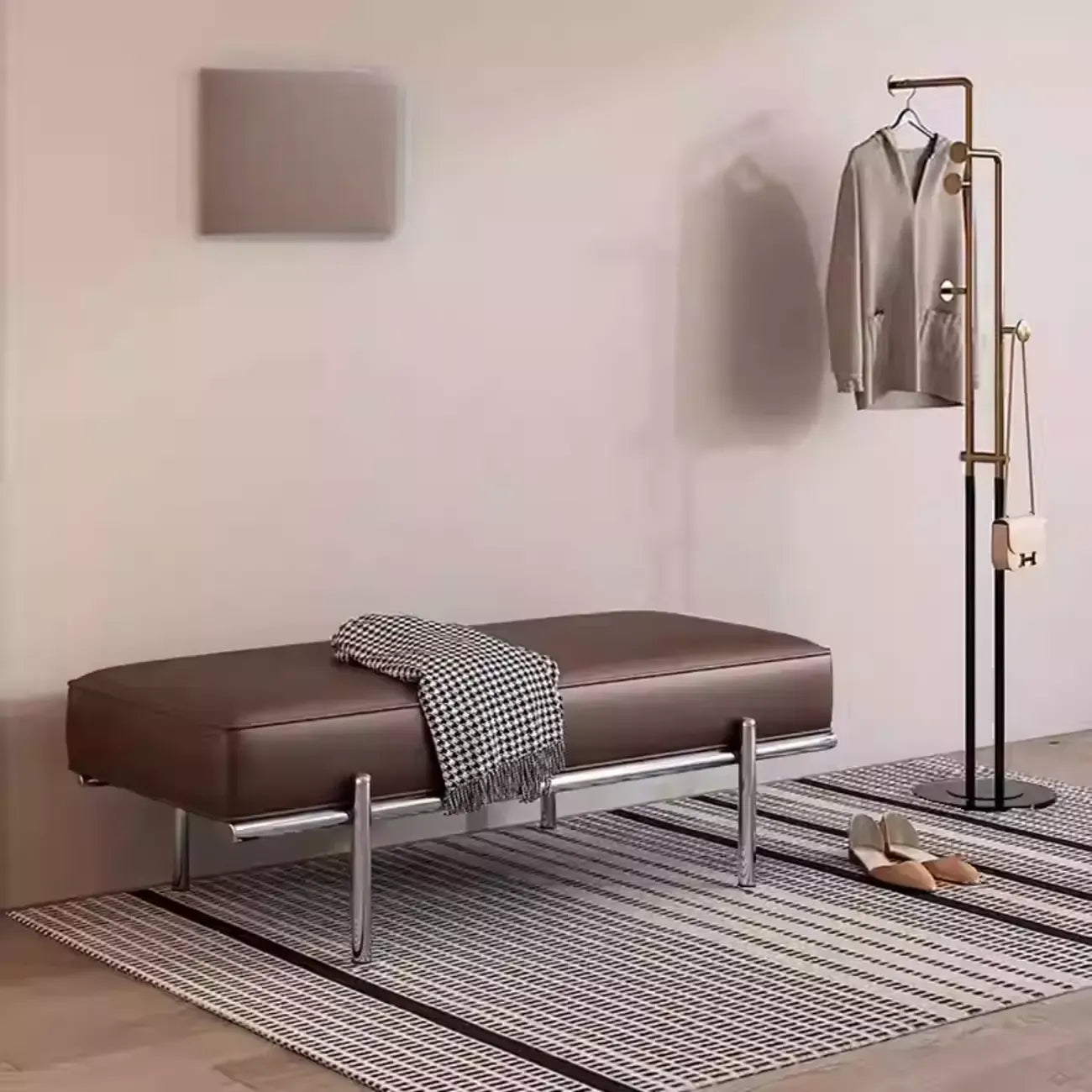 Banc de chambre moderne capitonné en cuir