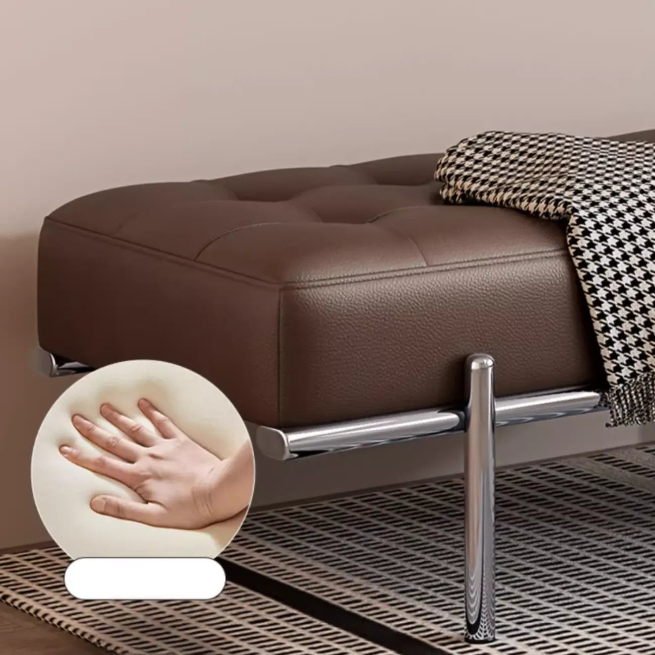 Banc de chambre moderne capitonné en cuir