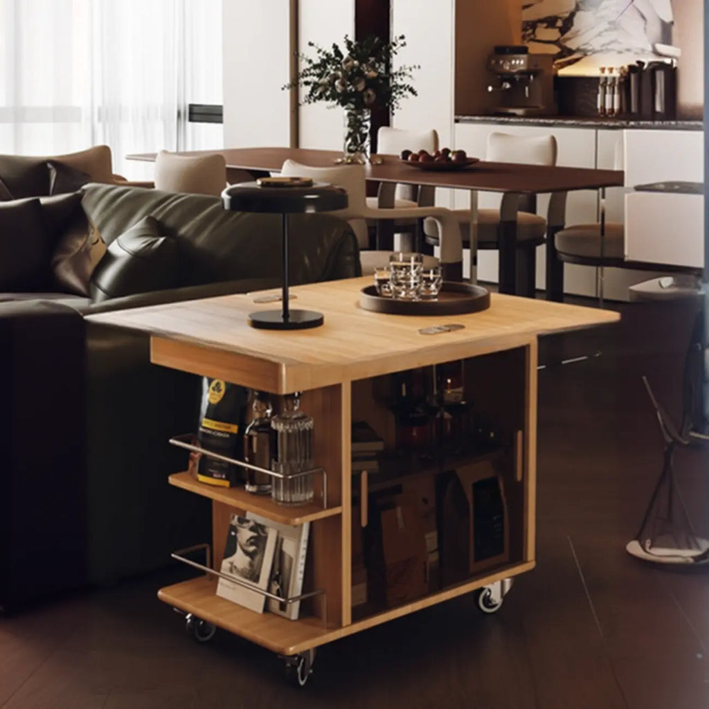 Table d'appoint élégante blanche multifonctionnelle en bois à roulettes