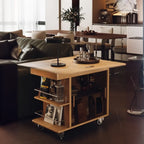 Table d'appoint élégante blanche multifonctionnelle en bois à roulettes