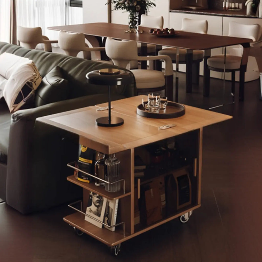 Table d'appoint élégante blanche multifonctionnelle en bois à roulettes