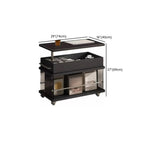 Table basse roulante noire avec plateau relevable et rangement pour salon