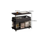 Table basse roulante noire avec plateau relevable et rangement pour salon