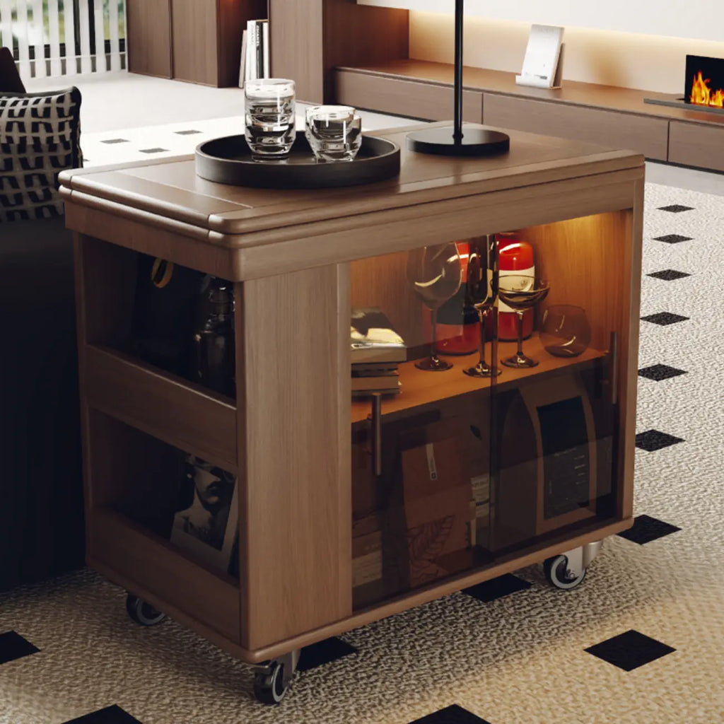 Table d'appoint mobile moderne pliante en bois avec roulettes