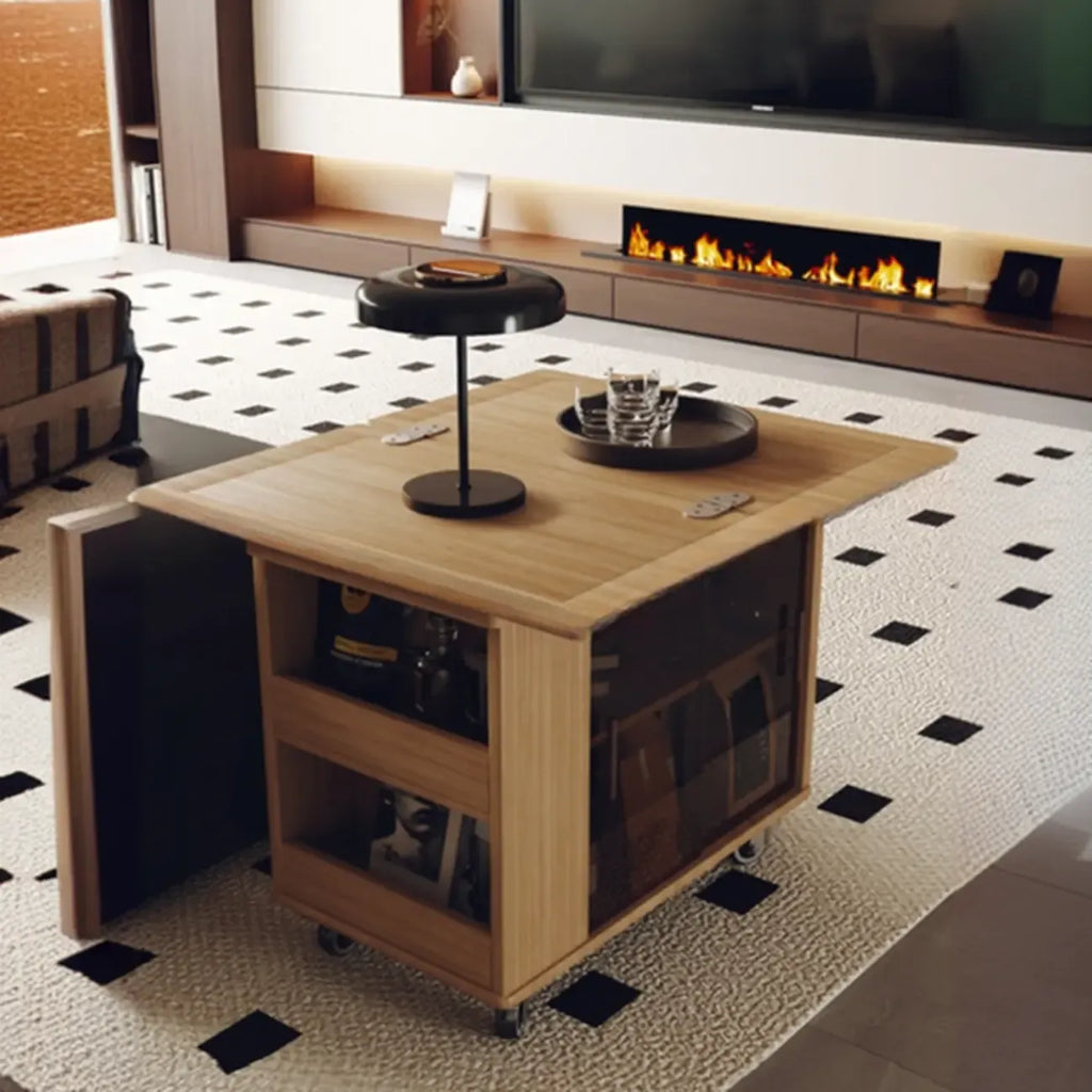 Table d'appoint mobile moderne pliante en bois avec roulettes