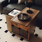 Table d'appoint mobile moderne pliante en bois avec roulettes