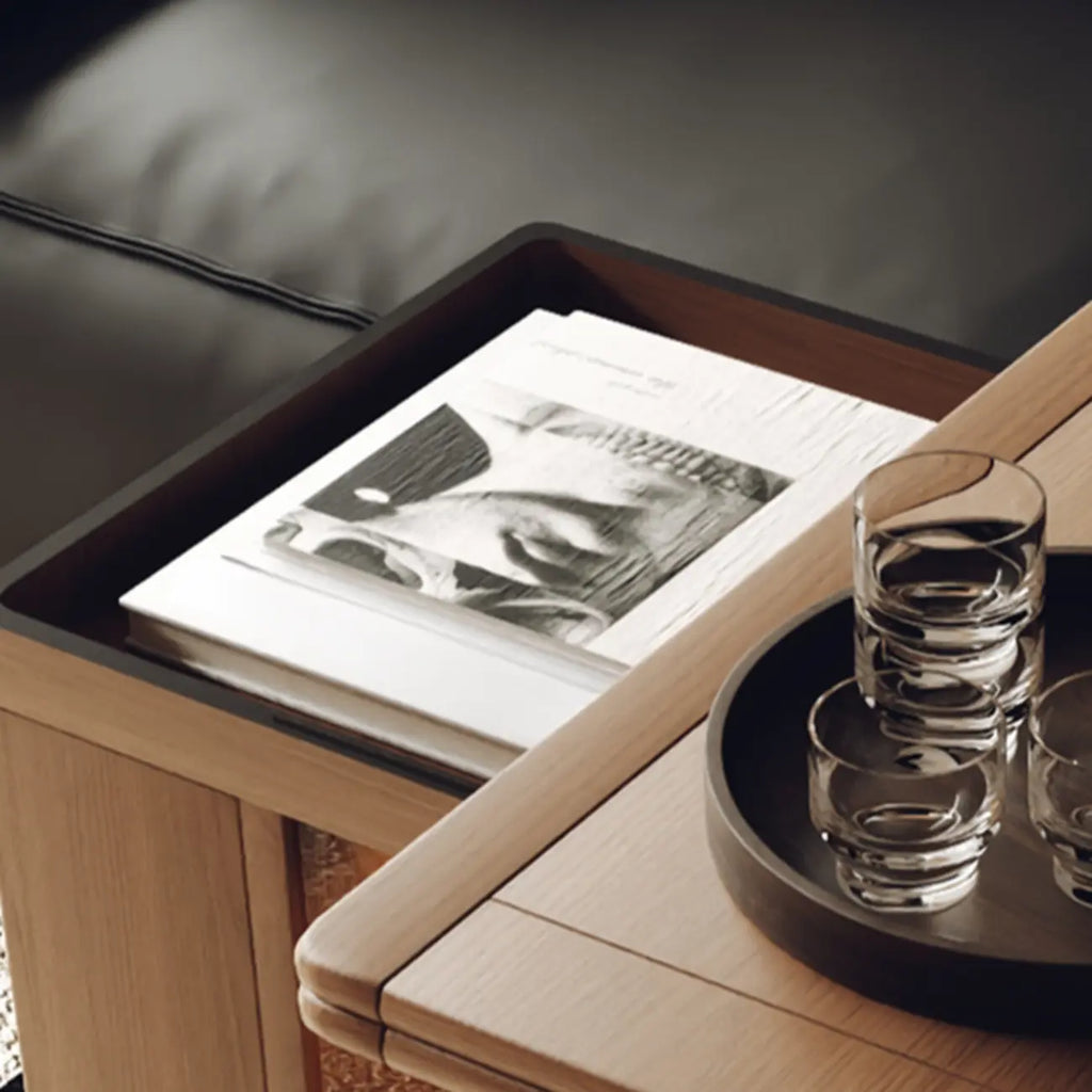 Table d'appoint mobile moderne pliante en bois avec roulettes