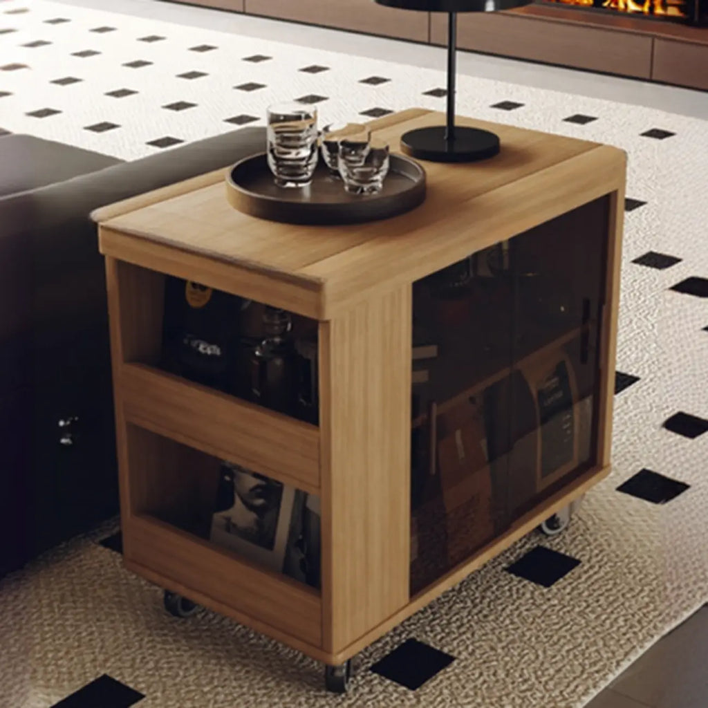 Table d'appoint mobile moderne pliante en bois avec roulettes