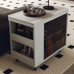 Table d'appoint mobile moderne pliante en bois avec roulettes