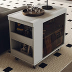 Table d'appoint mobile moderne pliante en bois avec roulettes