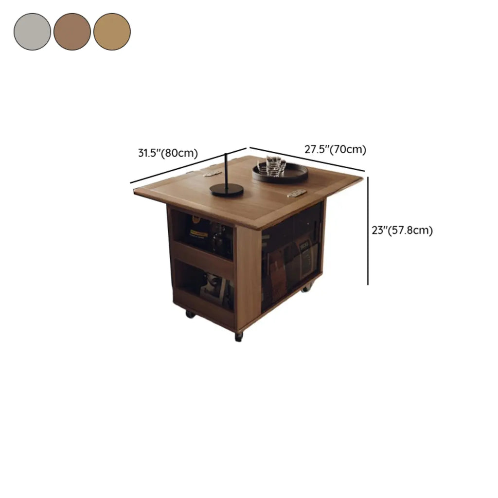 Table d'appoint mobile moderne pliante en bois avec roulettes