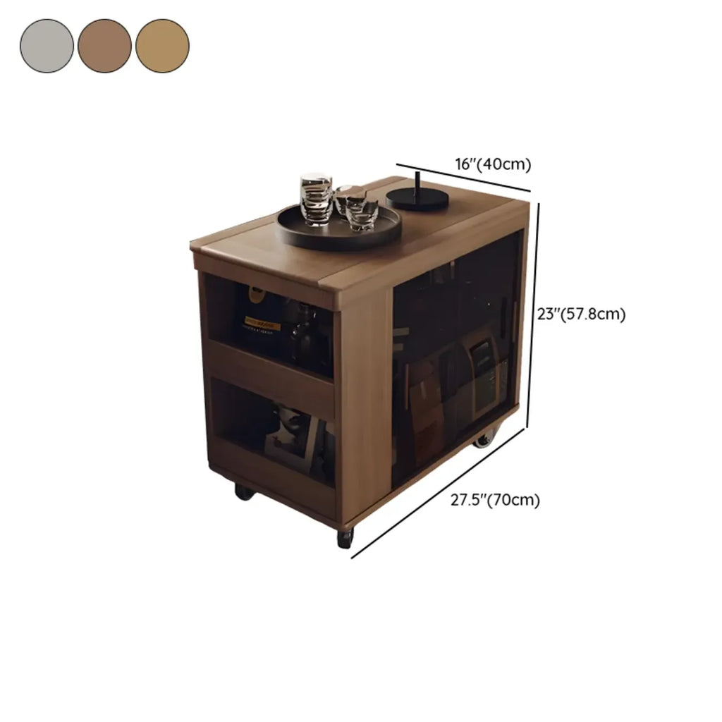 Table d'appoint mobile moderne pliante en bois avec roulettes