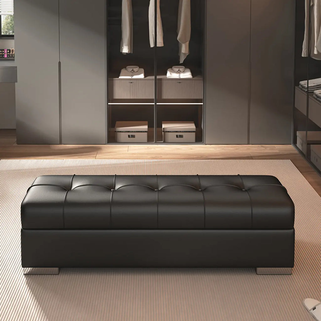 Banc de chambre moderne en cuir rembourré avec rangement