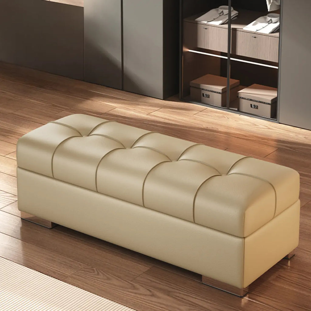 Banc de chambre moderne en cuir rembourré avec rangement
