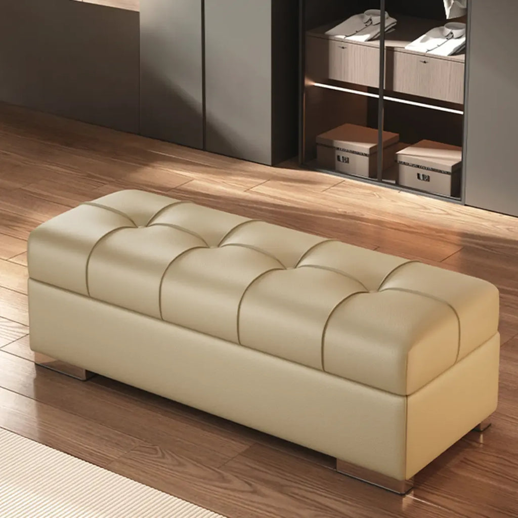 Banc de chambre moderne en cuir rembourré avec rangement