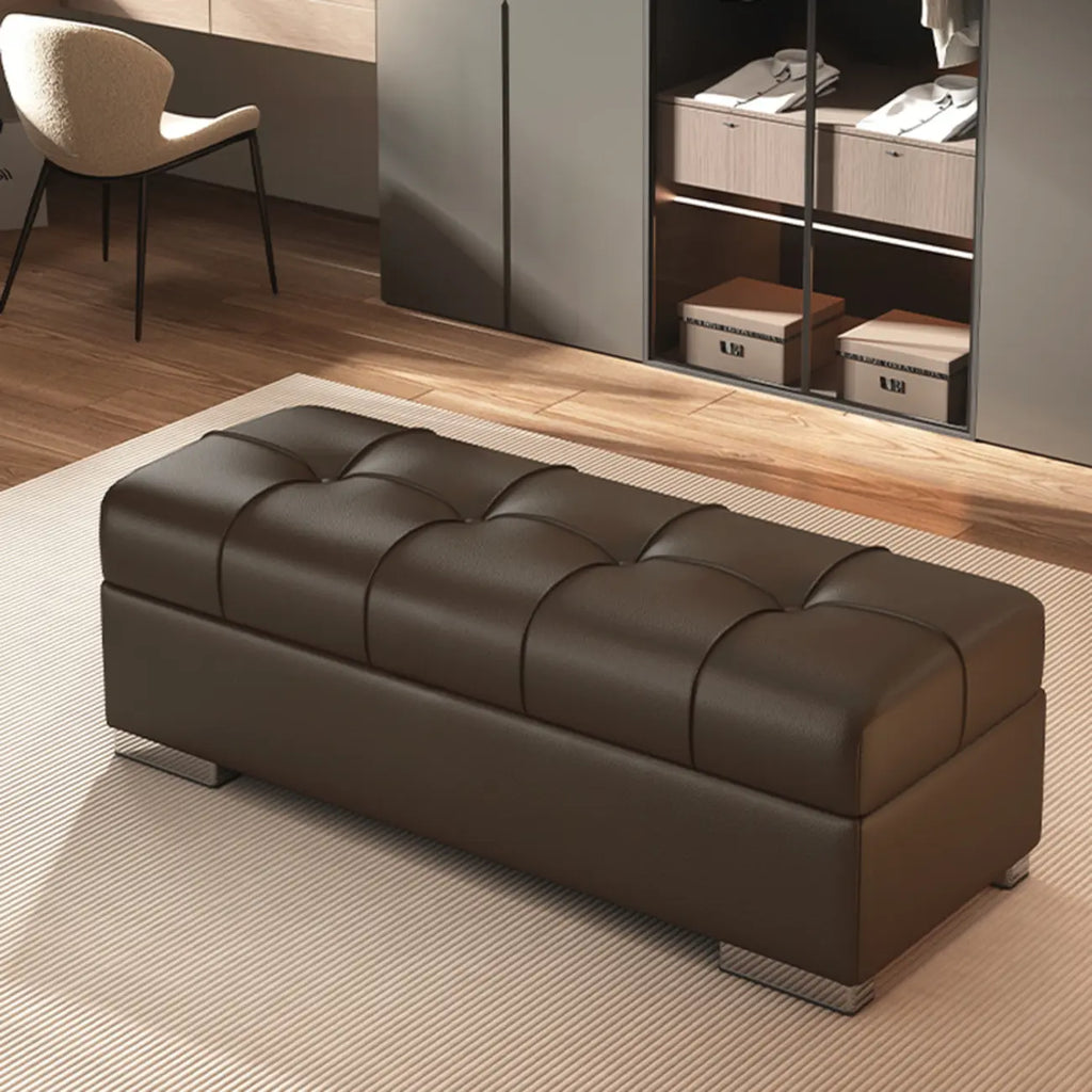 Banc de chambre moderne en cuir rembourré avec rangement