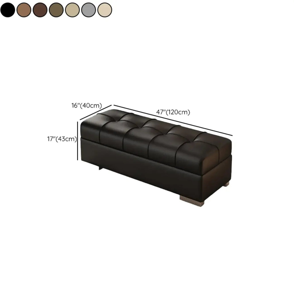 Banc de chambre moderne en cuir rembourré avec rangement