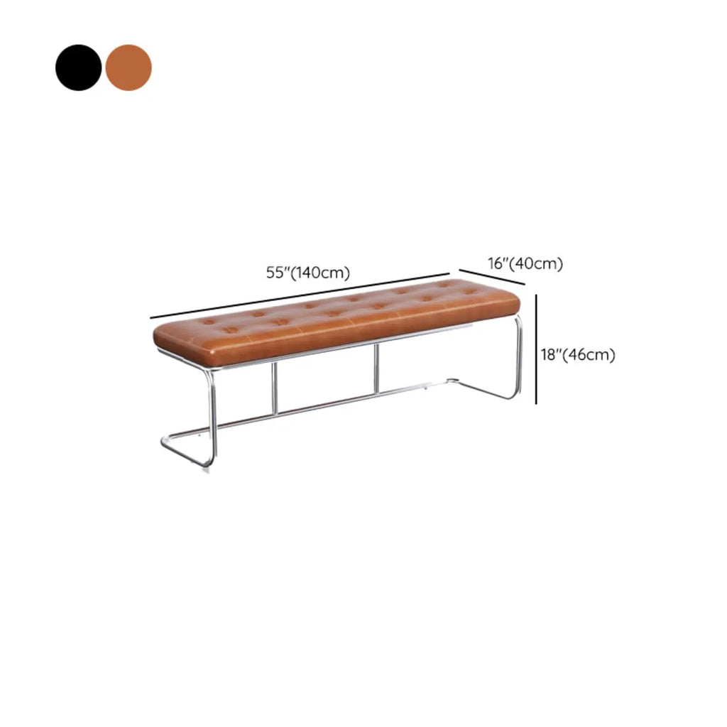 Banc de chambre rectangulaire moderne en cuir rembourré