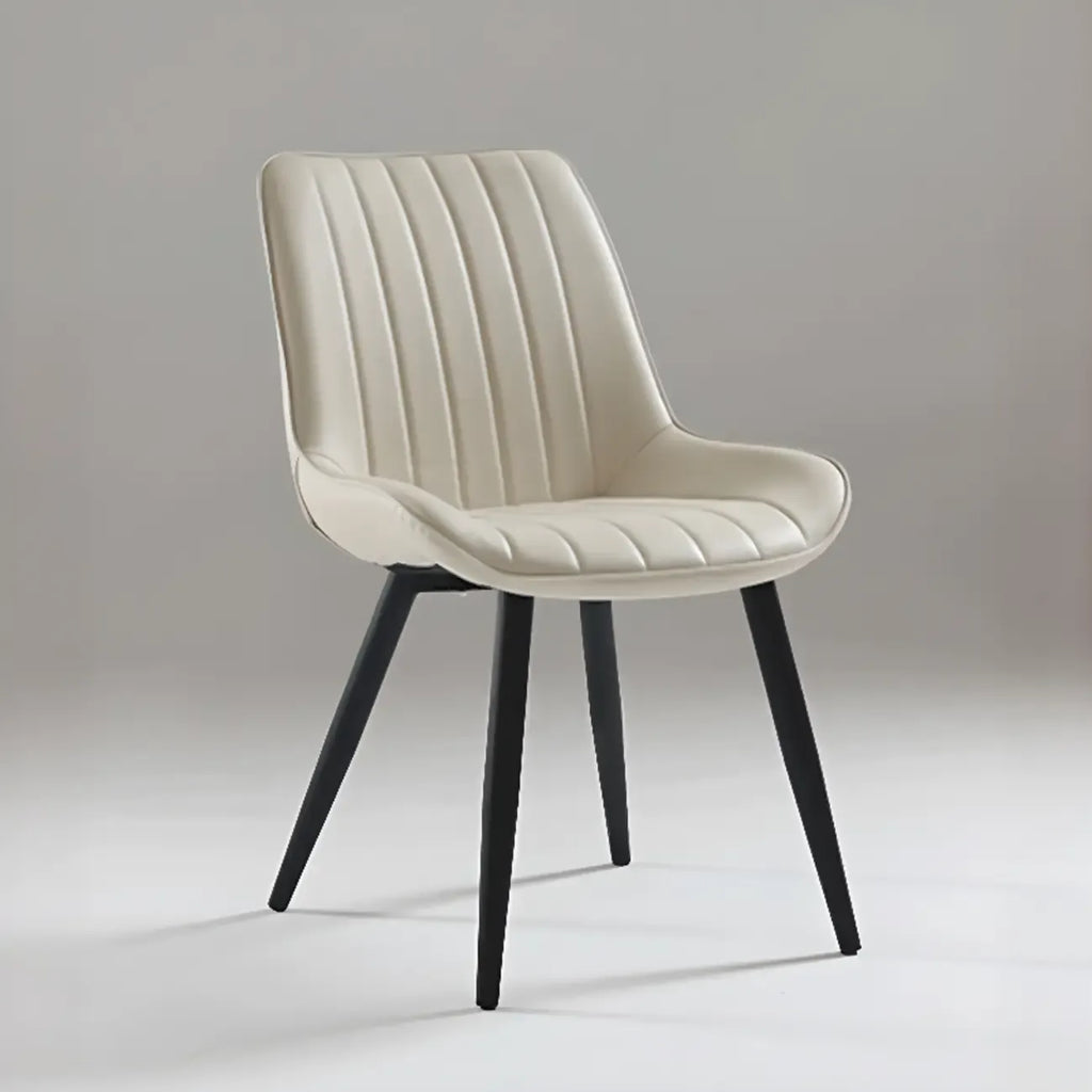 Chaise de salle à manger minimaliste à dossier bas, revêtue de cuir tressé