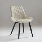 Chaise de salle à manger minimaliste à dossier bas, revêtue de cuir tressé