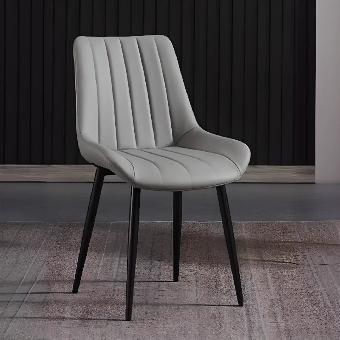 Chaise de salle à manger minimaliste à dossier bas, revêtue de cuir tressé