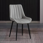 Chaise de salle à manger minimaliste à dossier bas, revêtue de cuir tressé