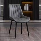 Chaise de salle à manger minimaliste à dossier bas, revêtue de cuir tressé