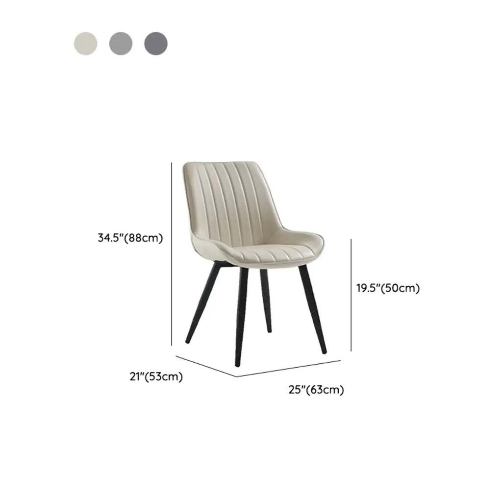 Chaise de salle à manger minimaliste à dossier bas, revêtue de cuir tressé